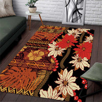 Hawaii Christmas Poinsettia Lei Area Rug Tapa Pattern - Polynesian Pride