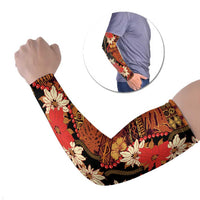 Hawaii Christmas Poinsettia Lei Arm Sleeves Tapa Pattern - Polynesian Pride