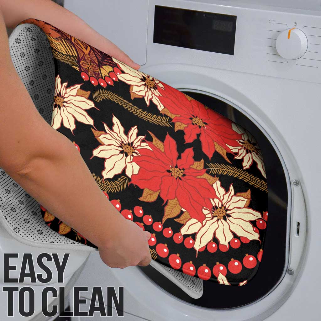 Hawaii Christmas Poinsettia Lei Bathroom Set Tapa Pattern - Polynesian Pride