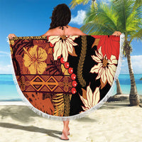Hawaii Christmas Poinsettia Lei Beach Blanket Tapa Pattern - Polynesian Pride