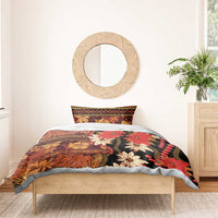 Hawaii Christmas Poinsettia Lei Bedding Set Tapa Pattern - Polynesian Pride