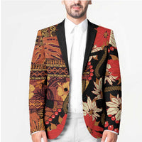 Hawaii Christmas Poinsettia Lei Blazer Tapa Pattern - Polynesian Pride