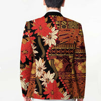 Hawaii Christmas Poinsettia Lei Blazer Tapa Pattern - Polynesian Pride