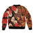 Hawaii Christmas Poinsettia Lei Bomber Jacket Tapa Pattern - Polynesian Pride