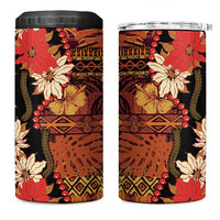 Hawaii Christmas Poinsettia Lei 4 in 1 Can Cooler Tumbler Tapa Pattern - Polynesian Pride