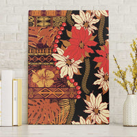 Hawaii Christmas Poinsettia Lei Canvas Wall Art Tapa Pattern - Polynesian Pride