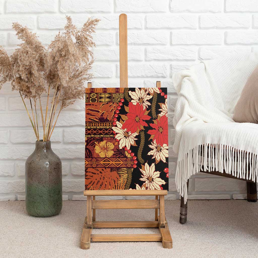 Hawaii Christmas Poinsettia Lei Canvas Wall Art Tapa Pattern - Polynesian Pride