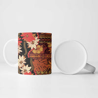 Hawaii Christmas Poinsettia Lei Ceramic Mug Tapa Pattern - Polynesian Pride