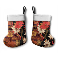 Hawaii Christmas Poinsettia Lei Christmas Stocking Tapa Pattern - Polynesian Pride