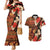Hawaii Christmas Poinsettia Lei Couples Matching Mermaid Dress and Hawaiian Shirt Tapa Pattern - Polynesian Pride
