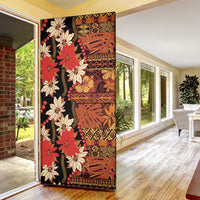 Hawaii Christmas Poinsettia Lei Door Cover Tapa Pattern - Polynesian Pride