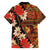 Hawaii Christmas Poinsettia Lei Family Matching Off The Shoulder Long Sleeve Dress and Hawaiian Shirt Tapa Pattern - Polynesian Pride