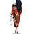 Hawaii Christmas Poinsettia Lei Family Matching Off The Shoulder Long Sleeve Dress and Hawaiian Shirt Tapa Pattern - Polynesian Pride