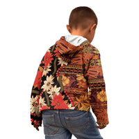 Hawaii Christmas Poinsettia Lei Kid Hoodie Tapa Pattern - Polynesian Pride