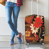 Hawaii Christmas Poinsettia Lei Luggage Cover Tapa Pattern - Polynesian Pride