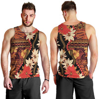Hawaii Christmas Poinsettia Lei Men Tank Top Tapa Pattern - Polynesian Pride
