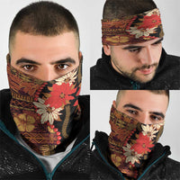 Hawaii Christmas Poinsettia Lei Neck Gaiter Tapa Pattern - Polynesian Pride