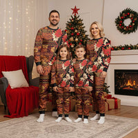 Hawaii Christmas Poinsettia Lei Christmas Pajama Set Tapa Pattern - Polynesian Pride