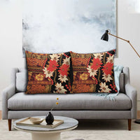 Hawaii Christmas Poinsettia Lei Pillow Cover Tapa Pattern - Polynesian Pride