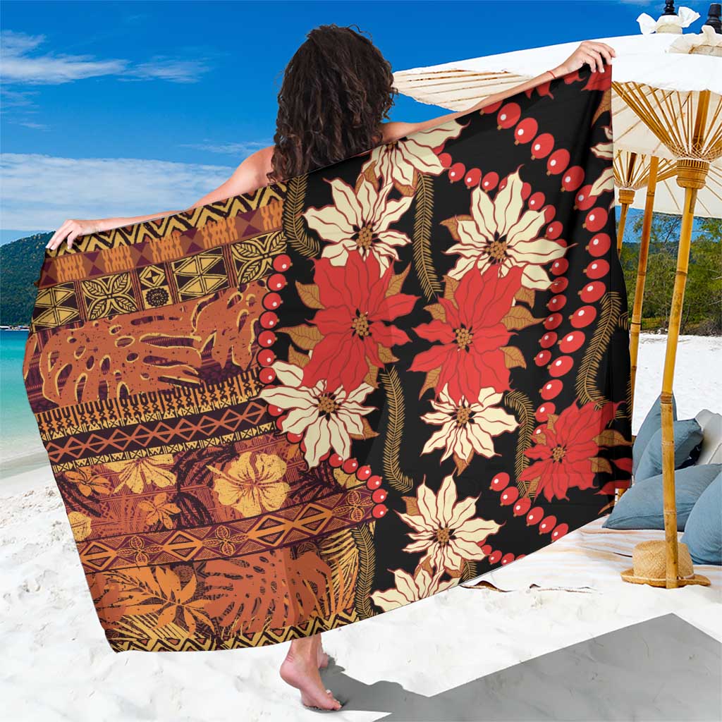 Hawaii Christmas Poinsettia Lei Sarong Tapa Pattern - Polynesian Pride