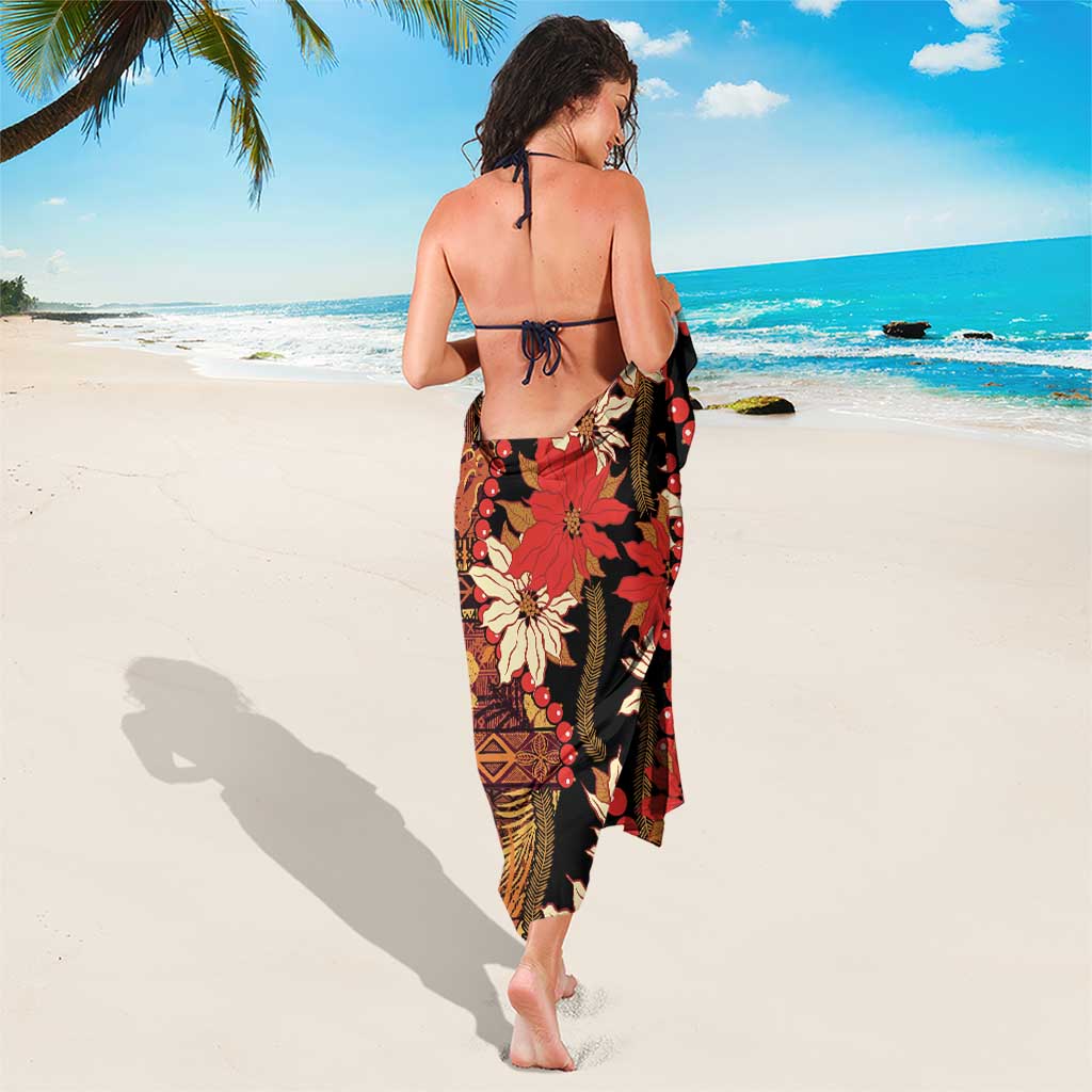 Hawaii Christmas Poinsettia Lei Sarong Tapa Pattern - Polynesian Pride