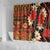 Hawaii Christmas Poinsettia Lei Shower Curtain Tapa Pattern - Polynesian Pride