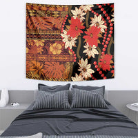 Hawaii Christmas Poinsettia Lei Tapestry Tapa Pattern - Polynesian Pride