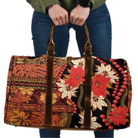 Hawaii Christmas Poinsettia Lei Travel Bag Tapa Pattern - Polynesian Pride