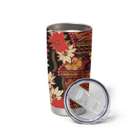 Hawaii Christmas Poinsettia Lei Tumbler Cup Tapa Pattern - Polynesian Pride