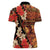 Hawaii Christmas Poinsettia Lei Women Polo Shirt Tapa Pattern - Polynesian Pride