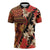 Hawaii Christmas Poinsettia Lei Zipper Polo Shirt Tapa Pattern - Polynesian Pride