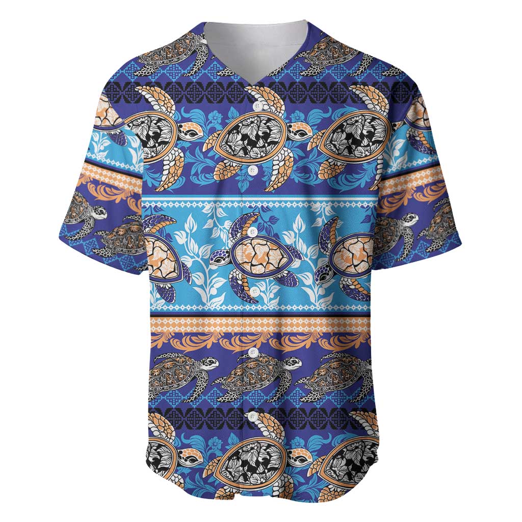 Hawaii Turtles Pattern Special Blue Baseball Jersey - Polynesian Pride