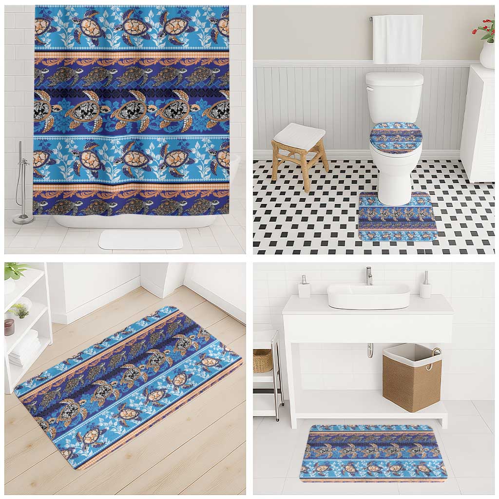 Hawaii Turtles Pattern Special Blue Bathroom Set - Polynesian Pride