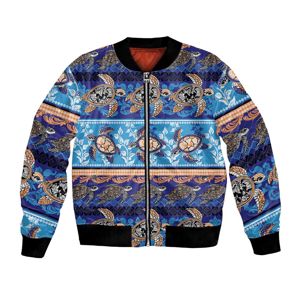 Hawaii Turtles Pattern Special Blue Bomber Jacket - Polynesian Pride