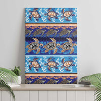 Hawaii Turtles Pattern Special Blue Canvas Wall Art - Polynesian Pride