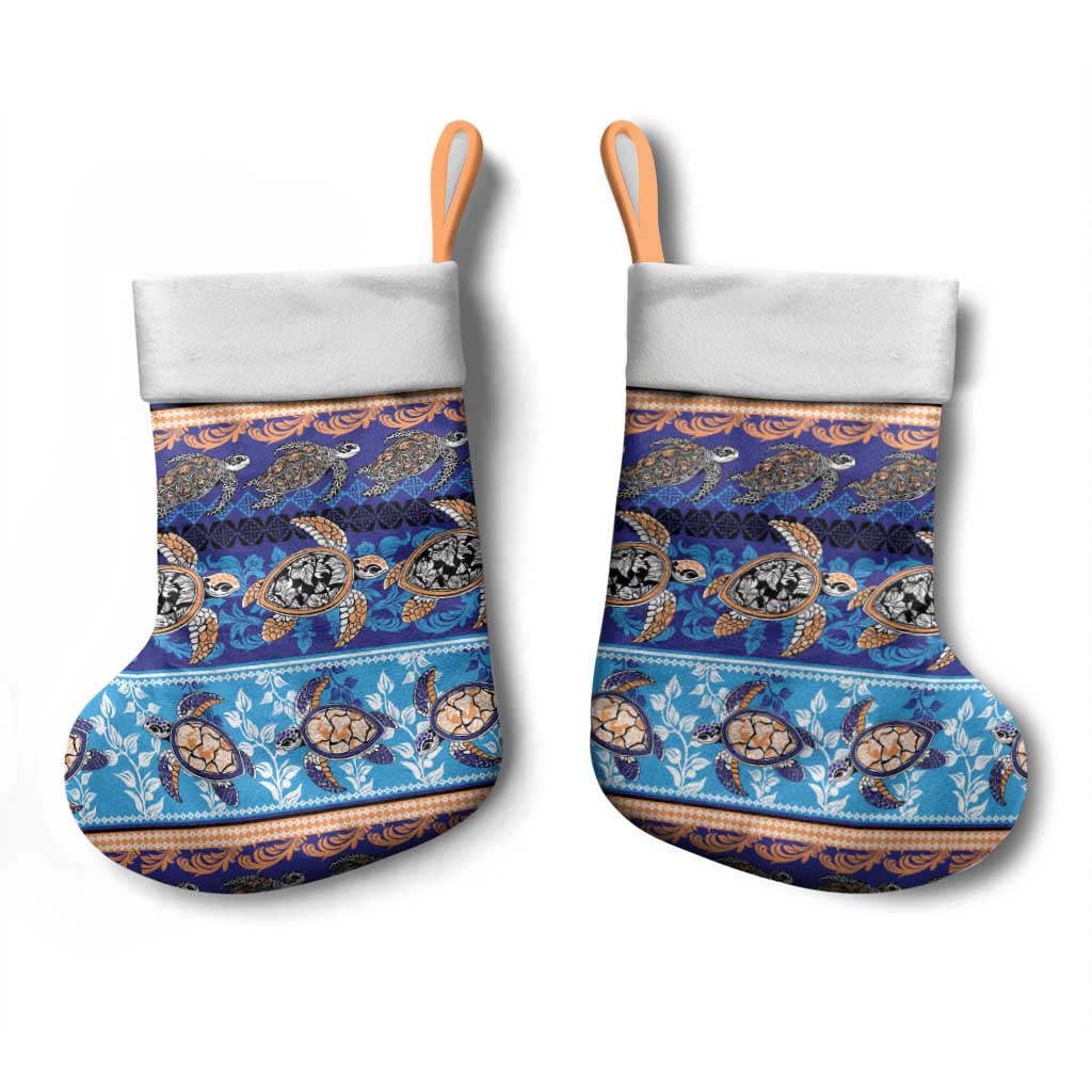 Hawaii Turtles Pattern Special Blue Christmas Stocking - Polynesian Pride