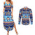 Hawaii Turtles Pattern Special Blue Couples Matching Summer Maxi Dress and Long Sleeve Button Shirt - Polynesian Pride