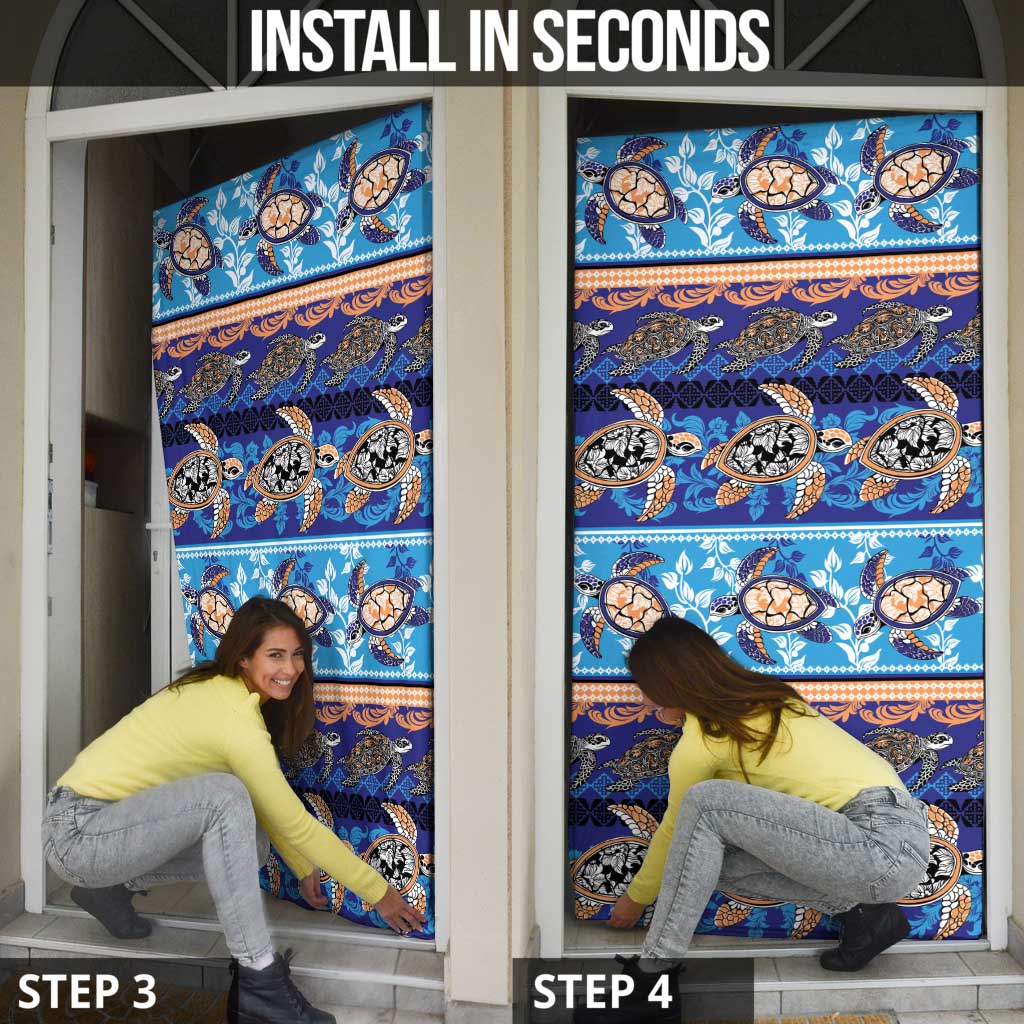 Hawaii Turtles Pattern Special Blue Door Cover - Polynesian Pride