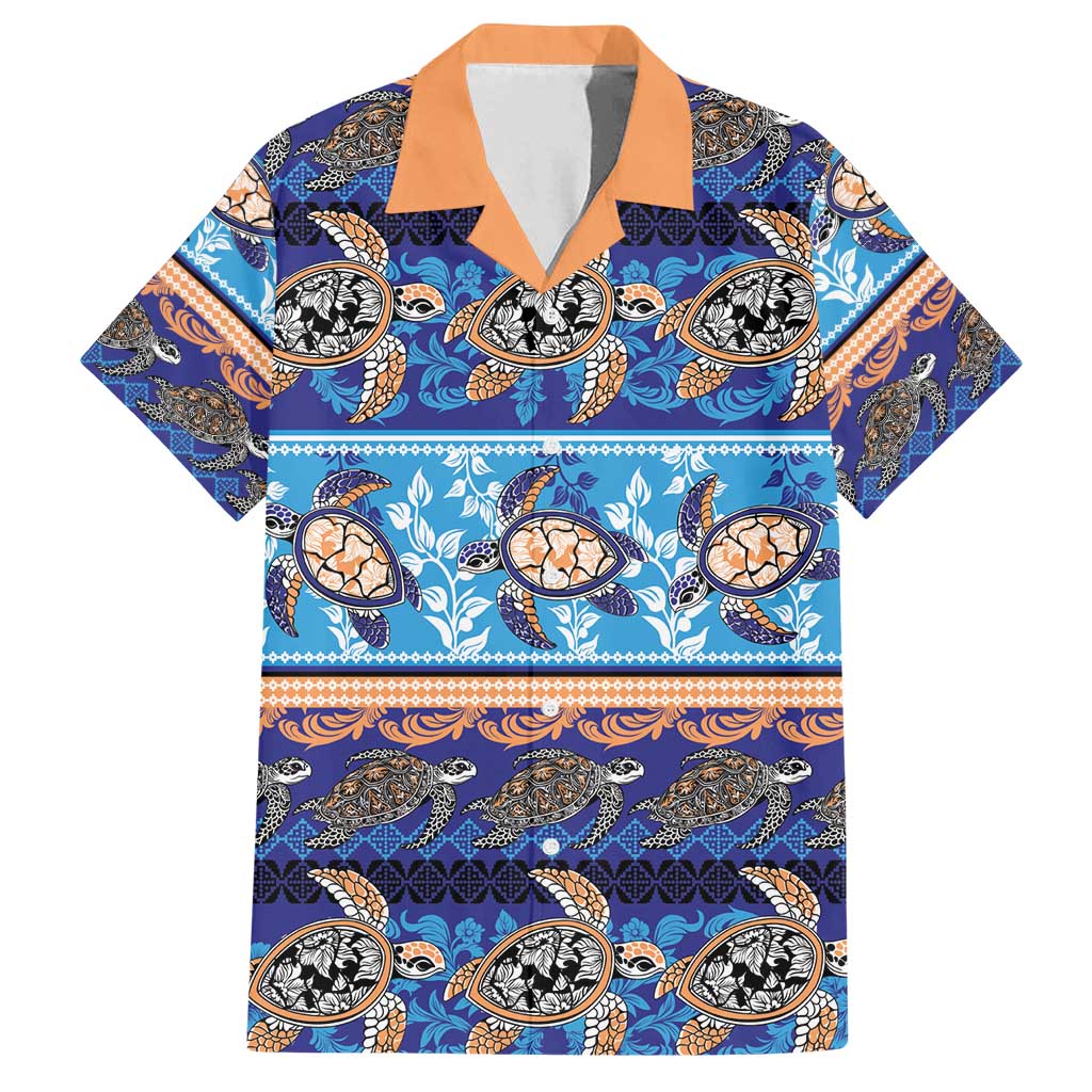 Hawaii Turtles Pattern Special Blue Family Matching Long Sleeve Bodycon Dress and Hawaiian Shirt - Polynesian Pride