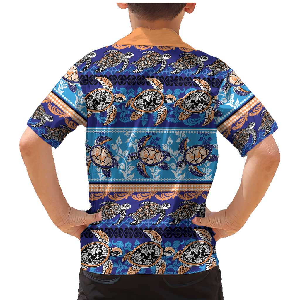 Hawaii Turtles Pattern Special Blue Family Matching Mermaid Dress and Hawaiian Shirt - Polynesian Pride