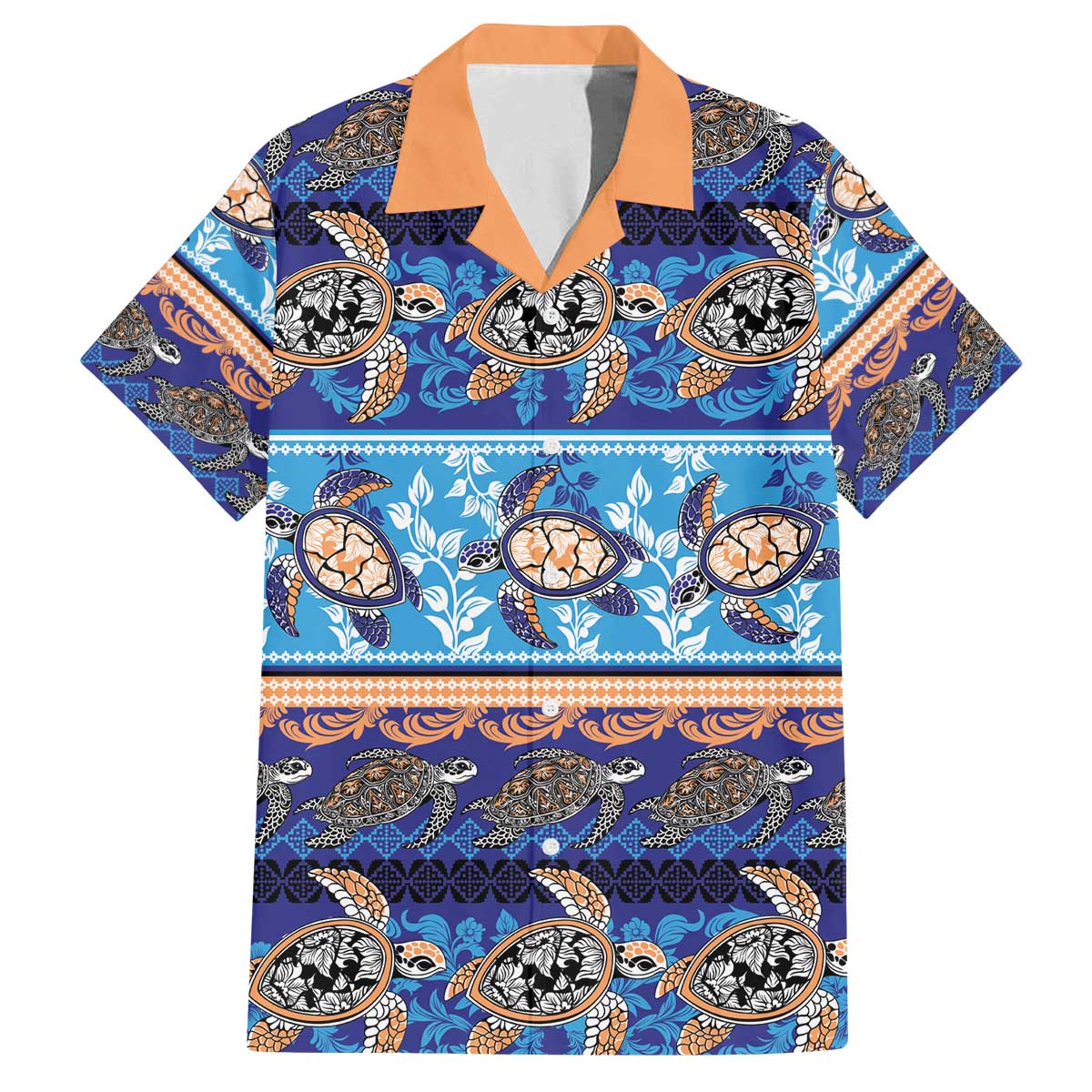 Hawaii Turtles Pattern Special Blue Family Matching Off The Shoulder Long Sleeve Dress and Hawaiian Shirt - Polynesian Pride