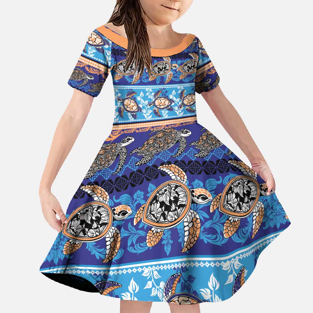 Hawaii Turtles Pattern Special Blue Family Matching Off Shoulder Maxi Dress and Hawaiian Shirt - Polynesian Pride