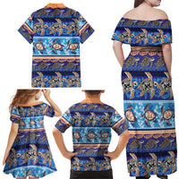 Hawaii Turtles Pattern Special Blue Family Matching Off Shoulder Maxi Dress and Hawaiian Shirt - Polynesian Pride