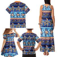 Hawaii Turtles Pattern Special Blue Family Matching Tank Maxi Dress and Hawaiian Shirt - Polynesian Pride