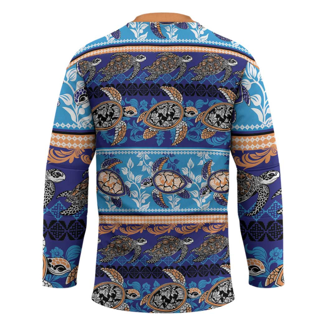 Hawaii Turtles Pattern Special Blue Hockey Jersey - Polynesian Pride
