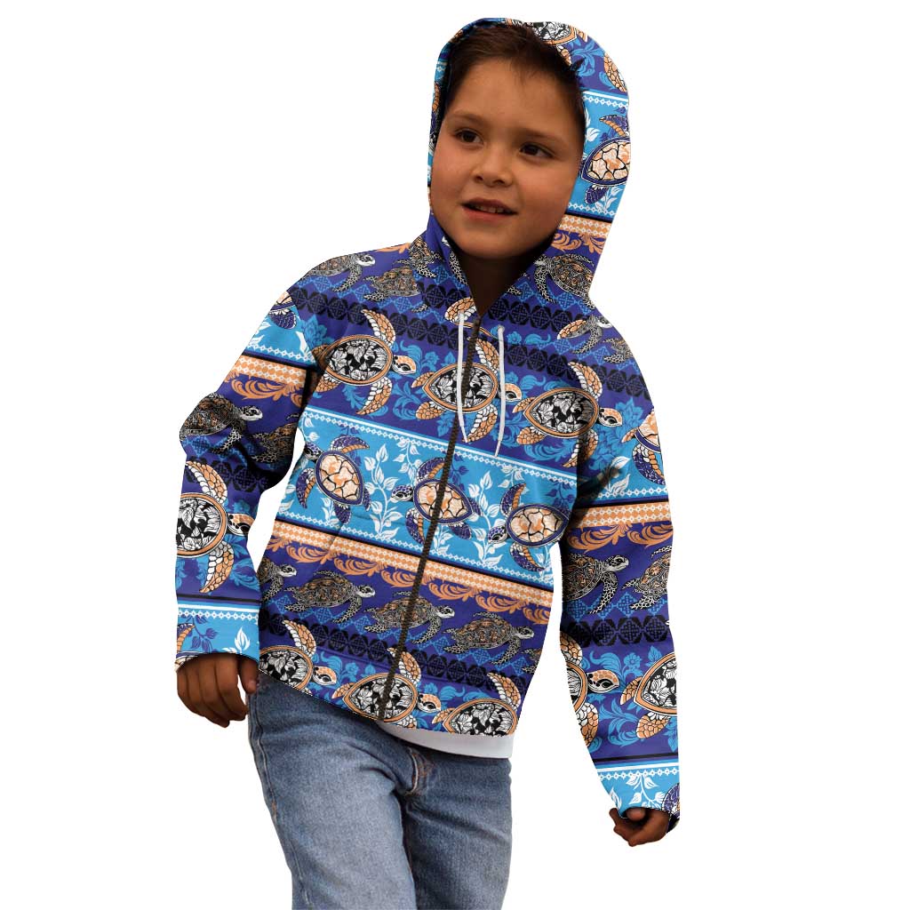 Hawaii Turtles Pattern Special Blue Kid Hoodie - Polynesian Pride