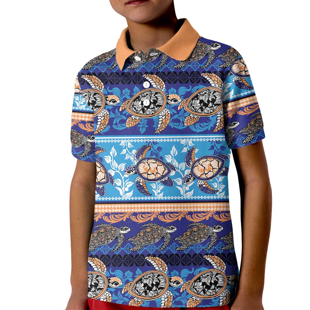 Hawaii Turtles Pattern Special Blue Kid Polo Shirt LT01 Kid Blue - Polynesian Pride