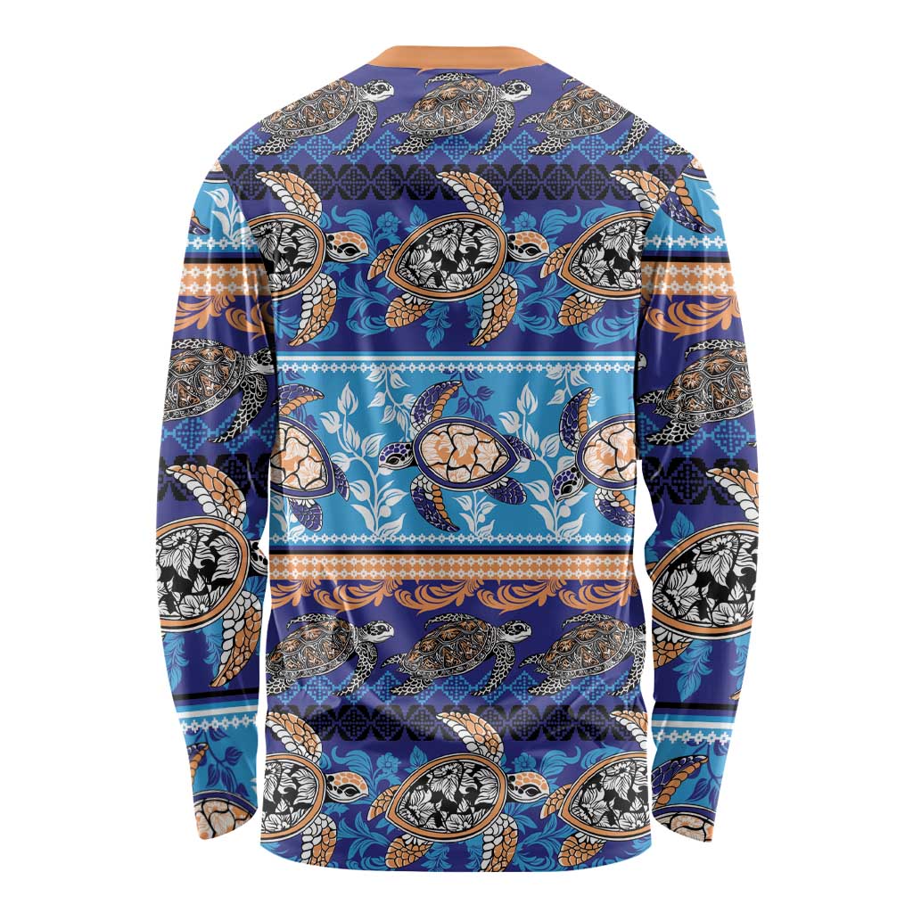 Hawaii Turtles Pattern Special Blue Long Sleeve Shirt LT01 - Polynesian Pride