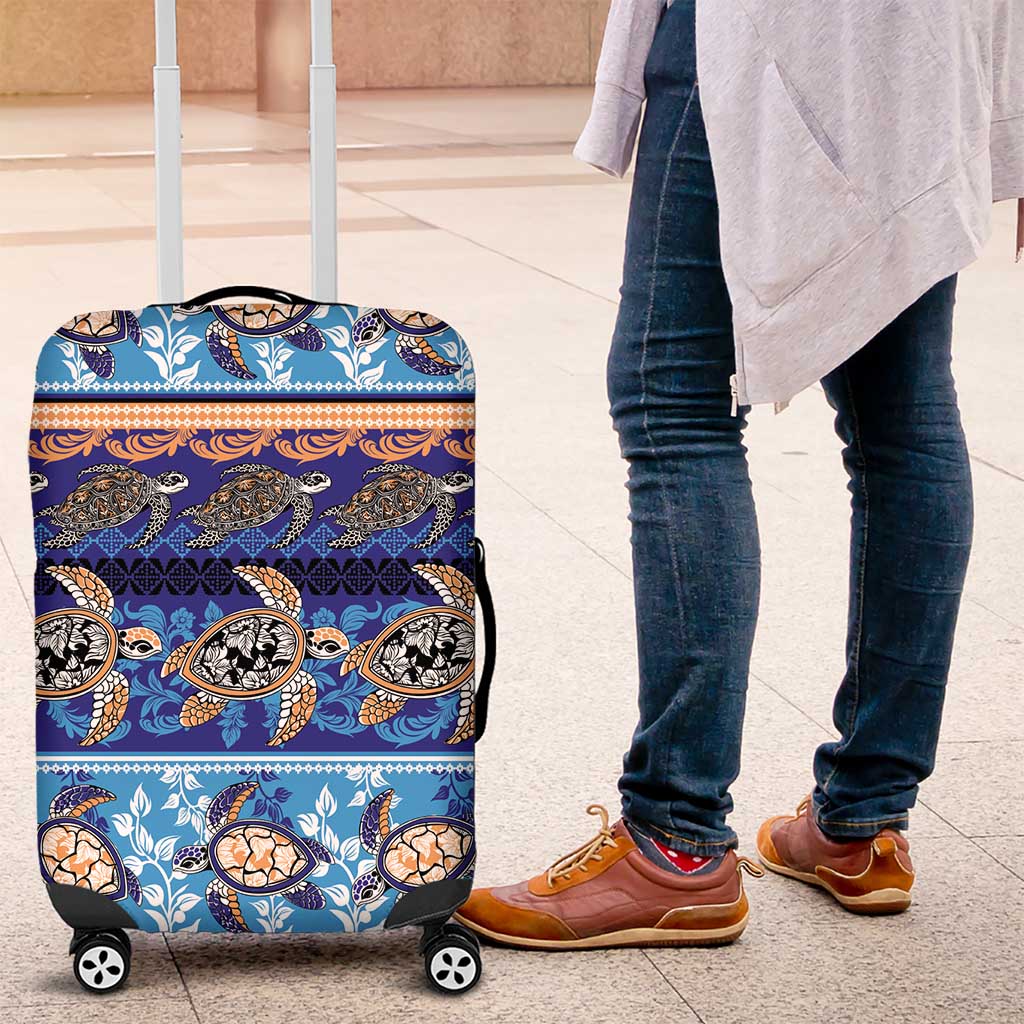 Hawaii Turtles Pattern Special Blue Luggage Cover - Polynesian Pride