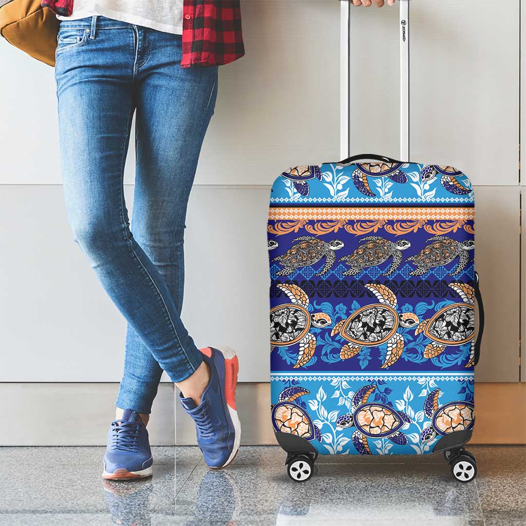 Hawaii Turtles Pattern Special Blue Luggage Cover - Polynesian Pride